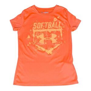 Under Armour Heatgear Orange Softball Loose Fit T-Shirt Size Youth Small